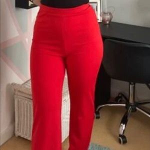 Red high waisted straight leg pants